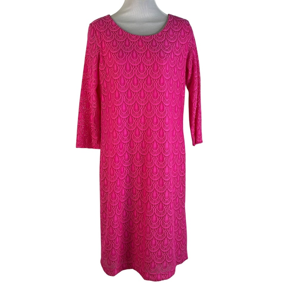 Allison Daley Women's Sheath Dress‎ All Over Stretch Lace Size 8 Pink Lined Knee